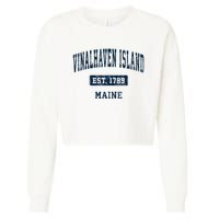 Vinalhaven Island Maine Me Vintage Sports Established Cropped Pullover Crew