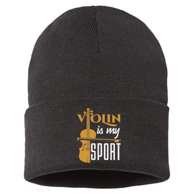 Violin Is My Sport Violinist Violin Player Instrument Sustainable Knit Beanie