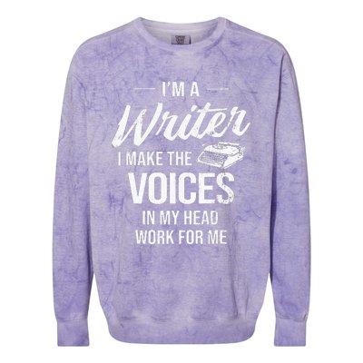 Voice In My Head Work For Me Author Writer Colorblast Crewneck Sweatshirt