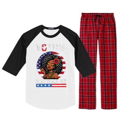 Voting Is My Black Job Gift Raglan Sleeve Pajama Set