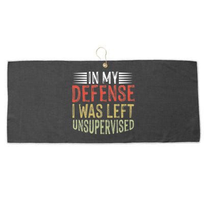 vintage In my defense i was left unsupervised Large Microfiber Waffle Golf Towel