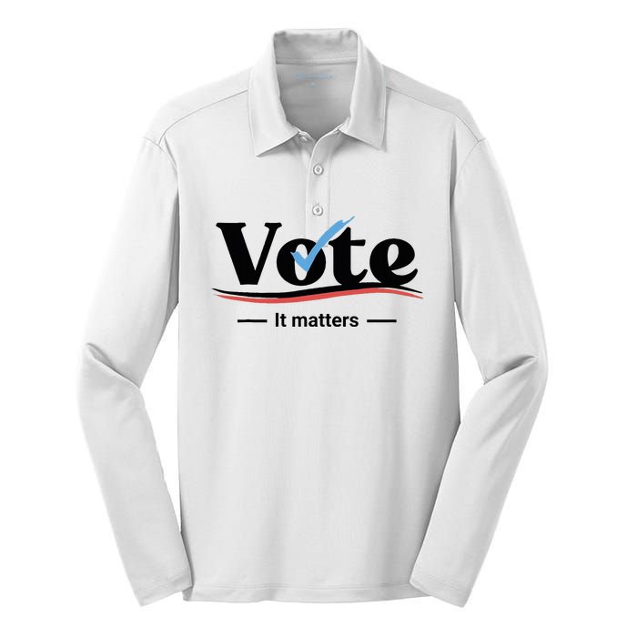 Vote It Matters Silk Touch Performance Long Sleeve Polo