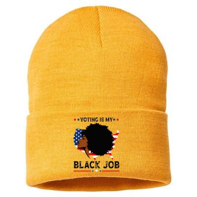 Voting Is My Black Job Black American Voting Sustainable Knit Beanie