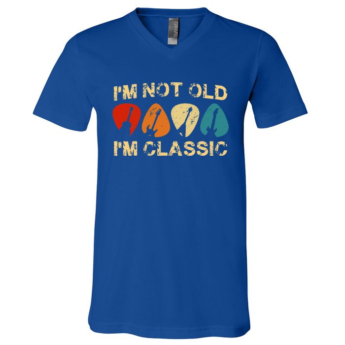 Vintage I'm Not Old I'm Classic Guitar For Dad Grandpa V-Neck T-Shirt