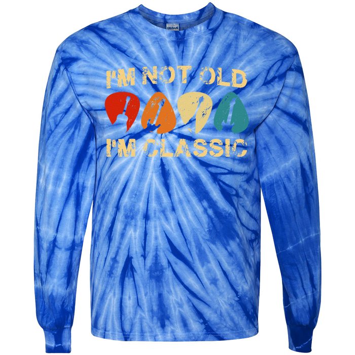 Vintage I'm Not Old I'm Classic Guitar For Dad Grandpa Tie-Dye Long Sleeve Shirt