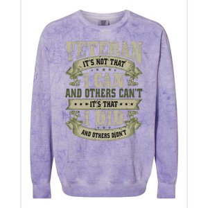 Veteran It's Not That I Can And Others Can't It's That I Did And Others Didn't Colorblast Crewneck Sweatshirt