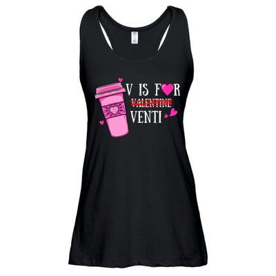 V Is Not For Valentine But Venti Coffee Funny Valentines Day Ladies Essential Flowy Tank