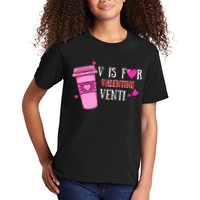 V Is Not For Valentine But Venti Coffee Funny Valentines Day Kids T-Shirt