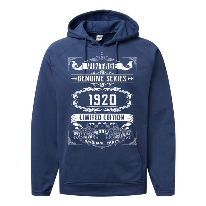 Vintage 100th Birthday Genuine Series 1920 Performance Fleece Hoodie