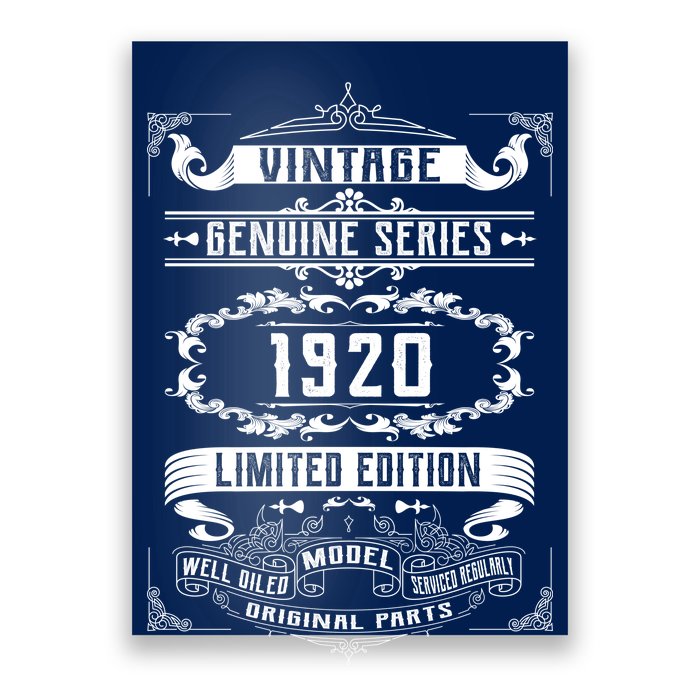 Vintage 100th Birthday Genuine Series 1920 Poster