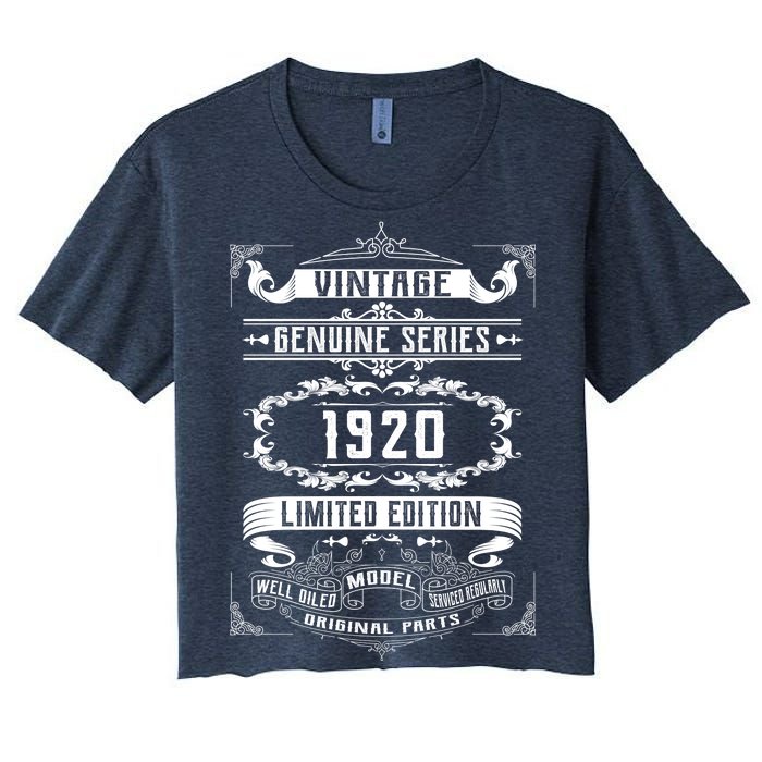 Vintage 100th Birthday Genuine Series 1920 Women's Crop Top Tee