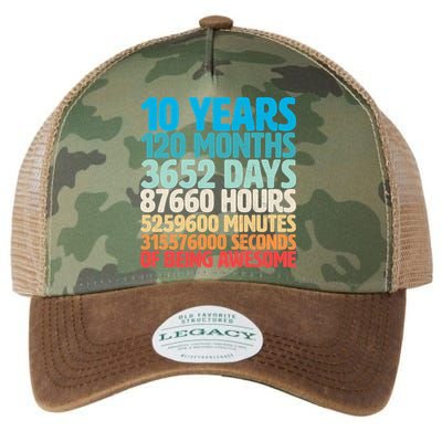 Vintage 10th Birthday 10 Years Old Being Awesome Legacy Tie Dye Trucker Hat