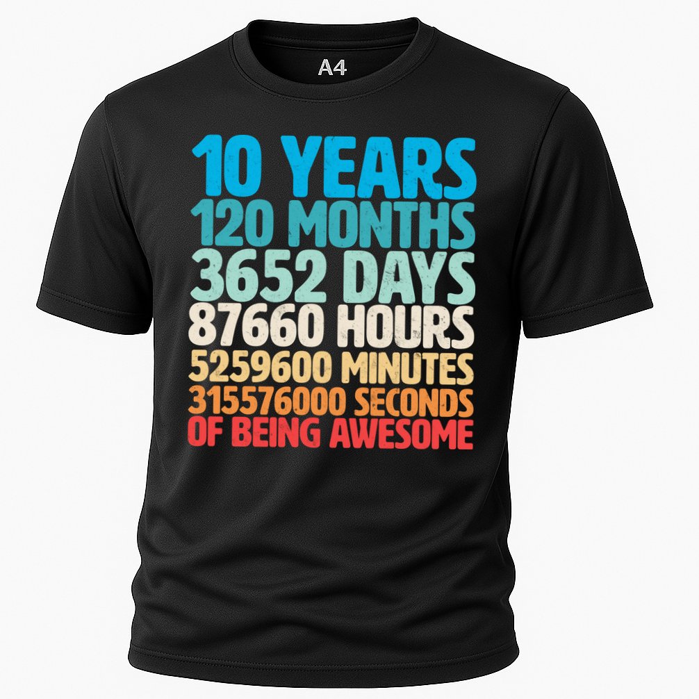 Vintage 10th Birthday 10 Years Old Being Awesome Cooling Performance Crew T-Shirt