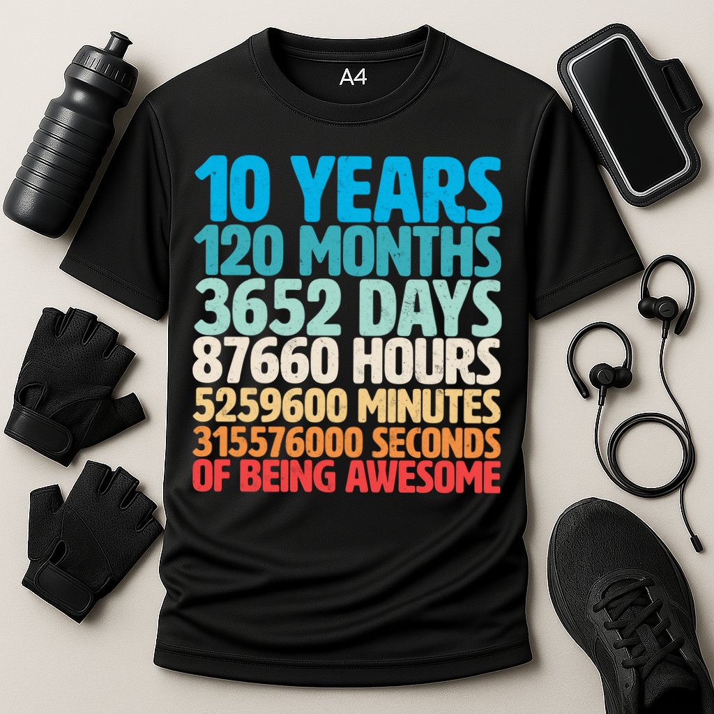 Vintage 10th Birthday 10 Years Old Being Awesome Cooling Performance Crew T-Shirt