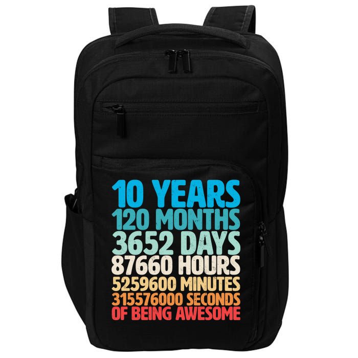 Vintage 10th Birthday 10 Years Old Being Awesome Impact Tech Backpack