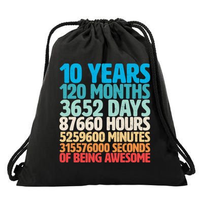 Vintage 10th Birthday 10 Years Old Being Awesome Drawstring Bag