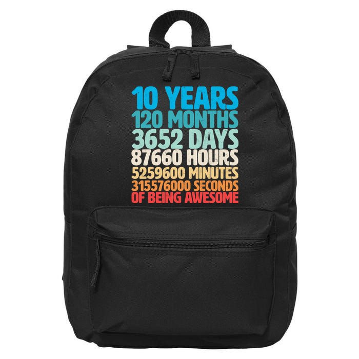 Vintage 10th Birthday 10 Years Old Being Awesome 16 in Basic Backpack