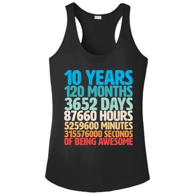 Vintage 10th Birthday 10 Years Old Being Awesome Ladies PosiCharge Competitor Racerback Tank