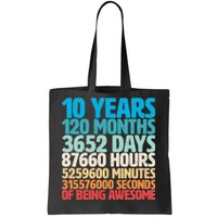 Vintage 10th Birthday 10 Years Old Being Awesome Tote Bag