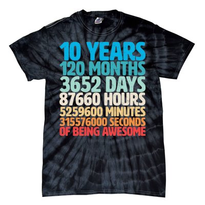 Vintage 10th Birthday 10 Years Old Being Awesome Tie-Dye T-Shirt