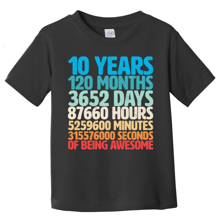 Vintage 10th Birthday 10 Years Old Being Awesome Toddler T-Shirt