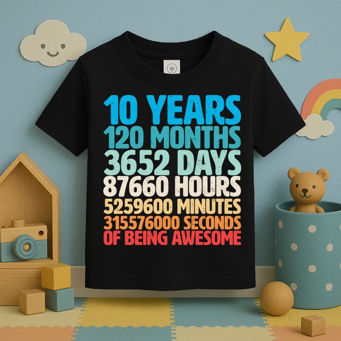 Vintage 10th Birthday 10 Years Old Being Awesome Toddler T-Shirt