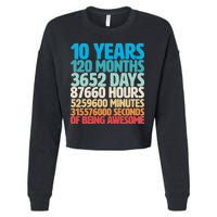 Vintage 10th Birthday 10 Years Old Being Awesome Cropped Pullover Crew