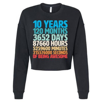 Vintage 10th Birthday 10 Years Old Being Awesome Cropped Pullover Crew