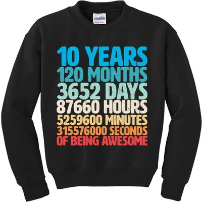 Vintage 10th Birthday 10 Years Old Being Awesome Kids Sweatshirt