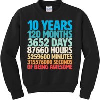 Vintage 10th Birthday 10 Years Old Being Awesome Kids Sweatshirt