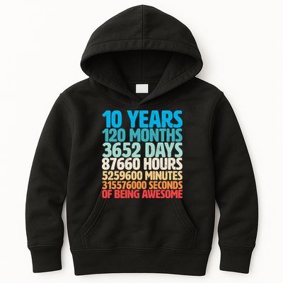 Vintage 10th Birthday 10 Years Old Being Awesome Kids Hoodie