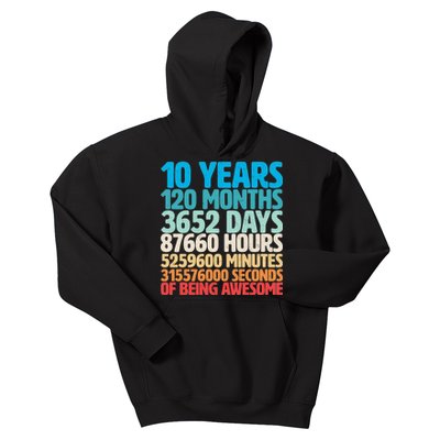 Vintage 10th Birthday 10 Years Old Being Awesome Kids Hoodie