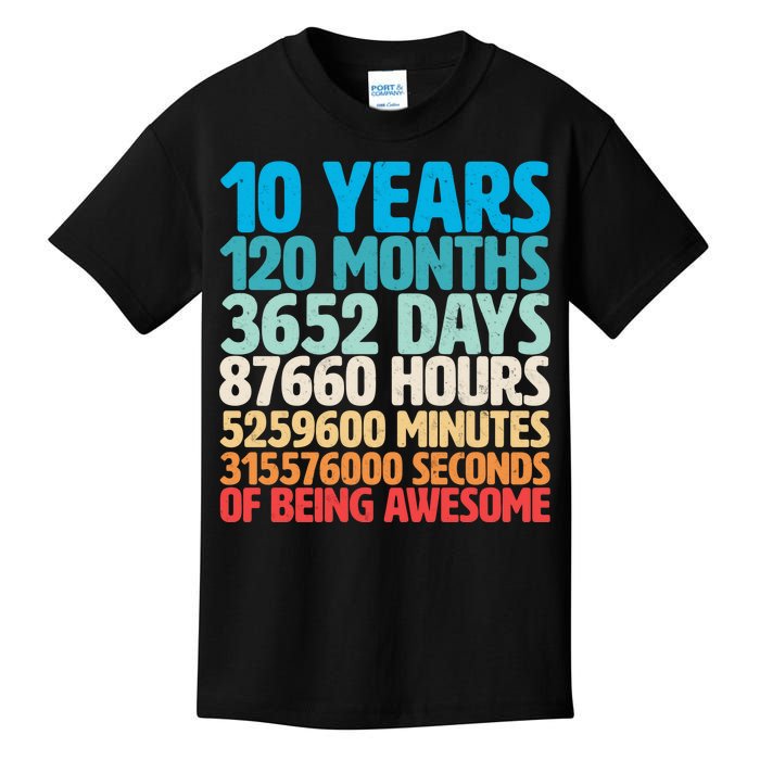 Vintage 10th Birthday 10 Years Old Being Awesome Kids T-Shirt