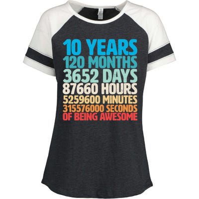 Vintage 10th Birthday 10 Years Old Being Awesome Enza Ladies Jersey Colorblock Tee