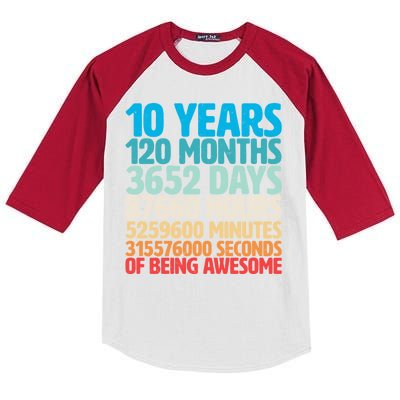 Vintage 10th Birthday 10 Years Old Being Awesome Kids Colorblock Raglan Jersey