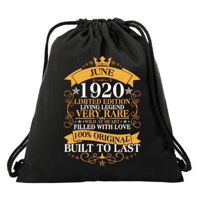 Vintage 1920 Limited Edition June 100th Birthday Drawstring Bag