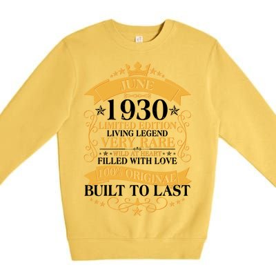 Vintage 1930 Limited Edition June Birthday Premium Crewneck Sweatshirt