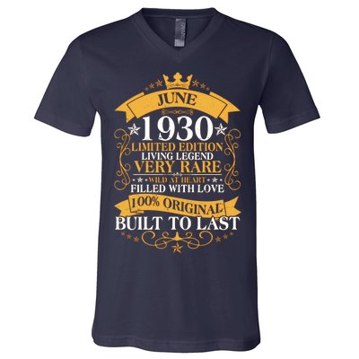 Vintage 1930 Limited Edition June Birthday V-Neck T-Shirt