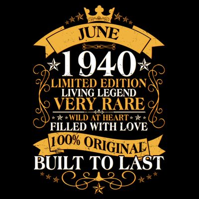 Vintage 1940 Limited Edition June 80th Birthday T-Shirt