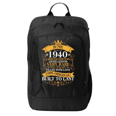 Vintage 1940 Limited Edition June 80th Birthday City Backpack