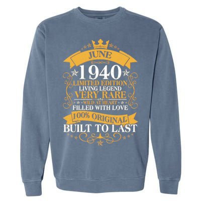 Vintage 1940 Limited Edition June 80th Birthday Garment-Dyed Sweatshirt