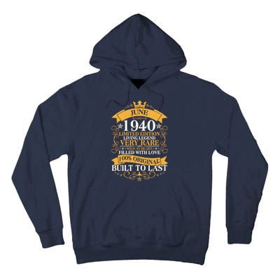 Vintage 1940 Limited Edition June 80th Birthday Tall Hoodie