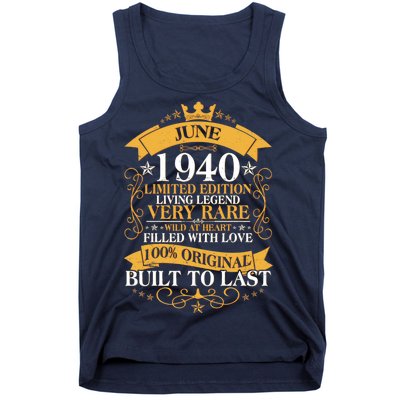 Vintage 1940 Limited Edition June 80th Birthday Tank Top