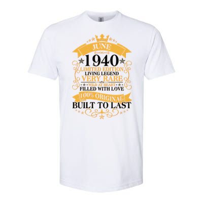 Vintage 1940 Limited Edition June 80th Birthday Softstyle CVC T-Shirt