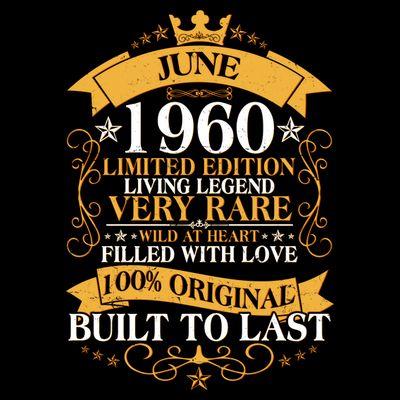 Vintage 1960 Limited Edition June 60th Birthday T-Shirt