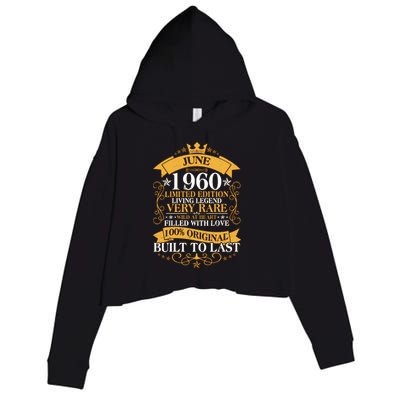 Vintage 1960 Limited Edition June 60th Birthday Crop Fleece Hoodie