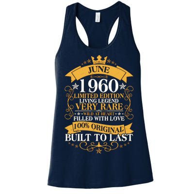 Vintage 1960 Limited Edition June 60th Birthday Women's Racerback Tank