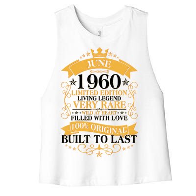 Vintage 1960 Limited Edition June 60th Birthday Women's Racerback Cropped Tank