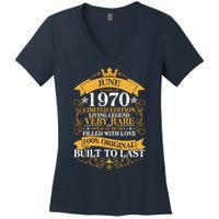 Vintage 1970 Limited Edition June 50th Birthday Women's V-Neck T-Shirt