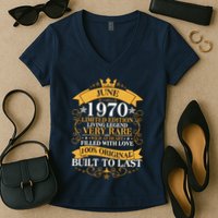 Vintage 1970 Limited Edition June 50th Birthday Women's V-Neck T-Shirt